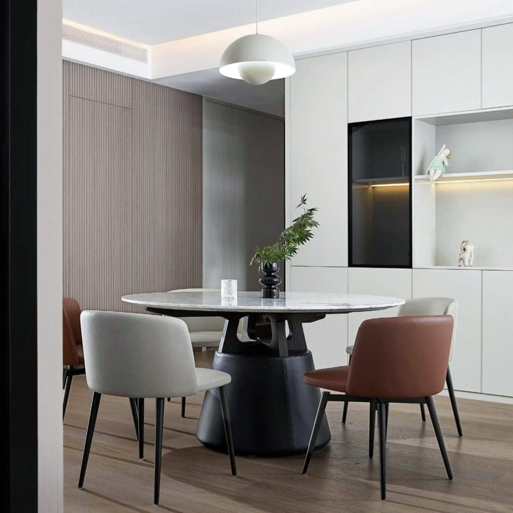 Unity Dining Table 03 – GALAXY GREY MARBLE+GREY OAK