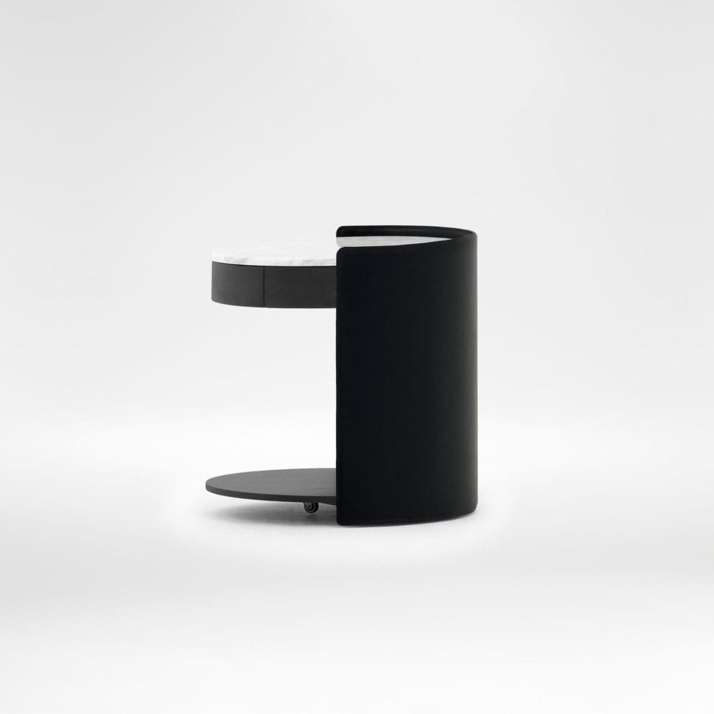 Harmon salontafel 02 – CARRARA MARBLE+BLACK WALNUT+BLACK ECO LEATHER